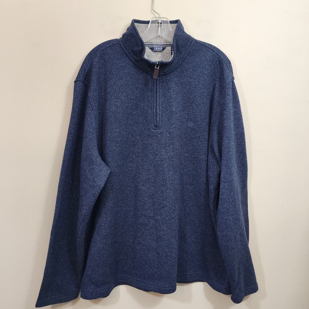 Izod 1/4 zip heather blue long sleeve fleece pullover‎ sweatshirt Men's size XXL